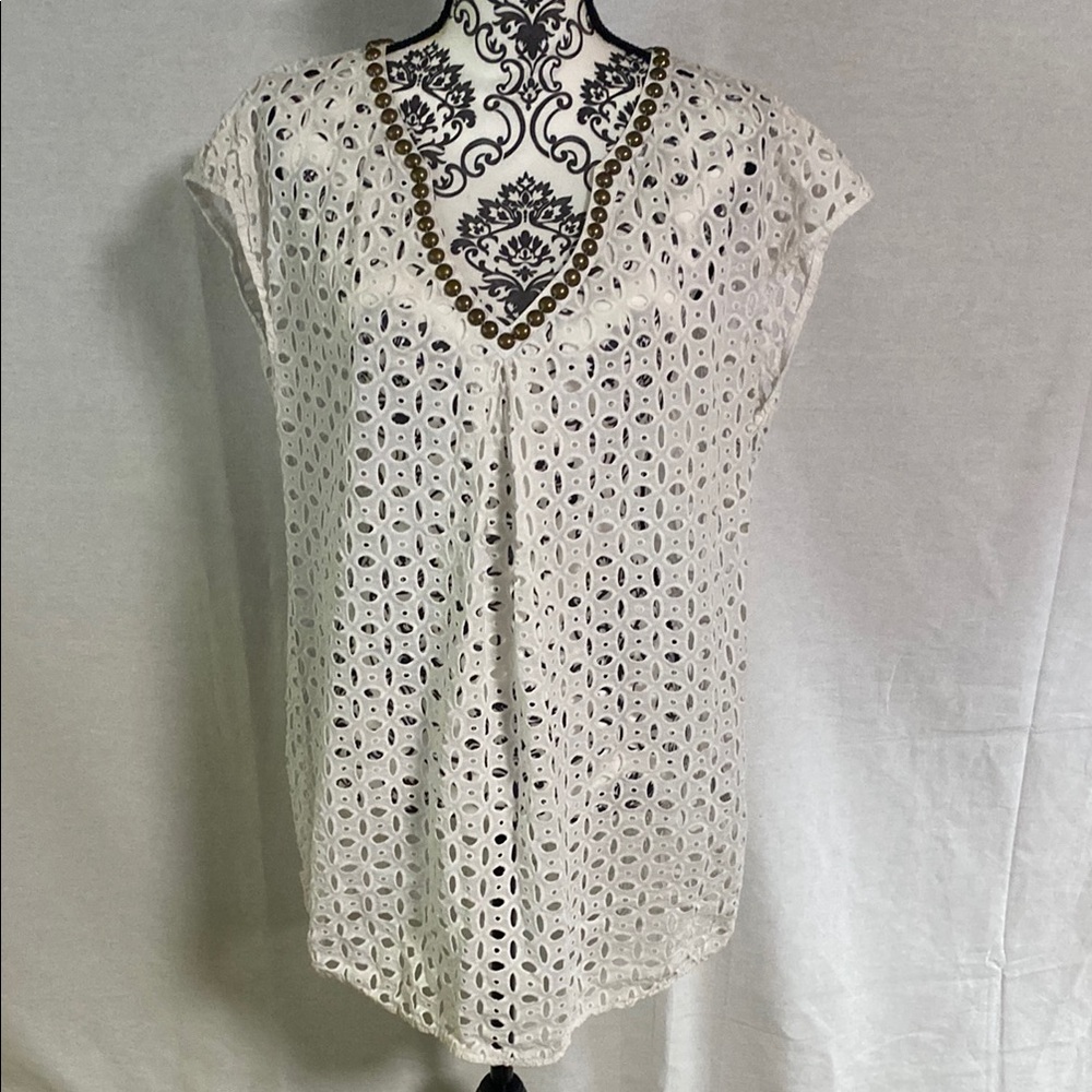 Lilly Pulitzer for Target Elegant White Eyelet Women's Swim Coverup XL One flaw
